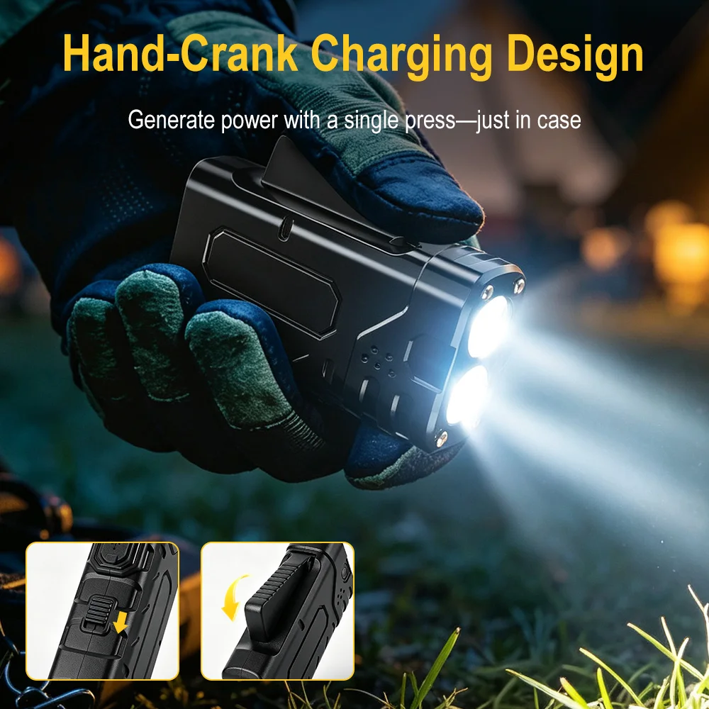 BORUIiT Hand Crank EDC LED Fla - огляд і ціна Fishing Light